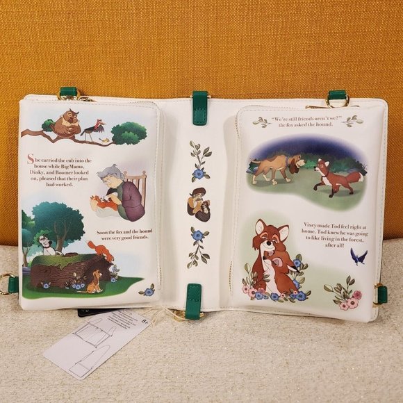 Loungefly Disney Fox and The Hound Classic Story Book Convertible Mini Backpack - Picture 8 of 13
